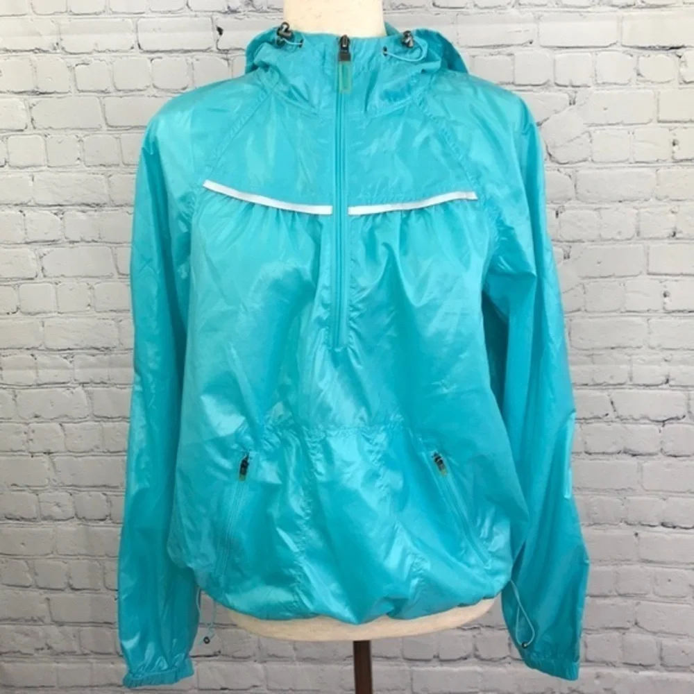 ATHLETA Blue Hooded Lightweight Windbreaker sz S - Picture 1 of 9